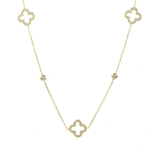 Open Clover Long Necklace Gold