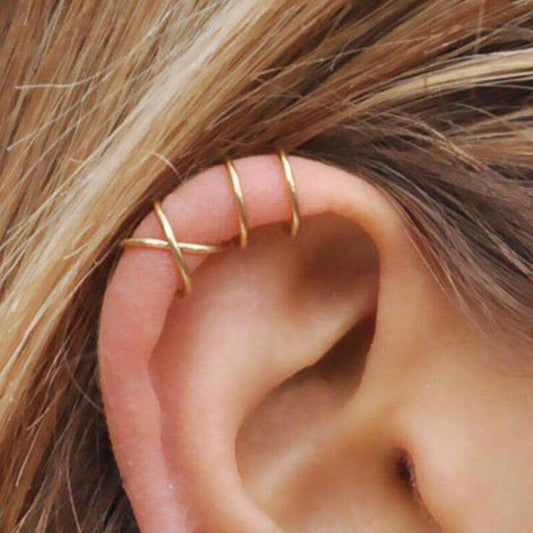 2 Piece Ear Cuff 18K Gold Plated Earring in 18K Gold Plated ITALY Desi