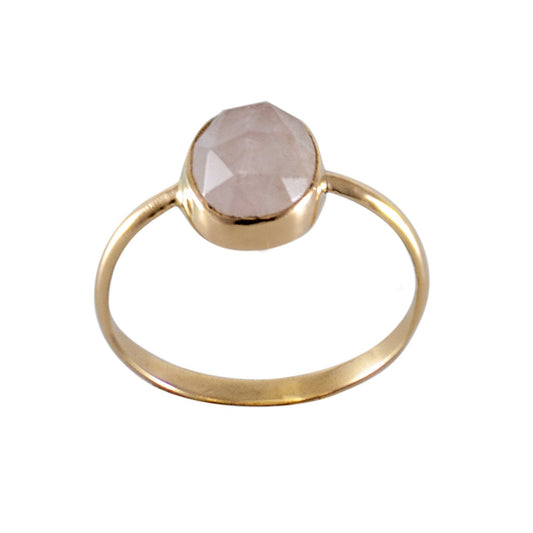 Rose Quartz Oval Open Bezel 14k Gold Filled Ring